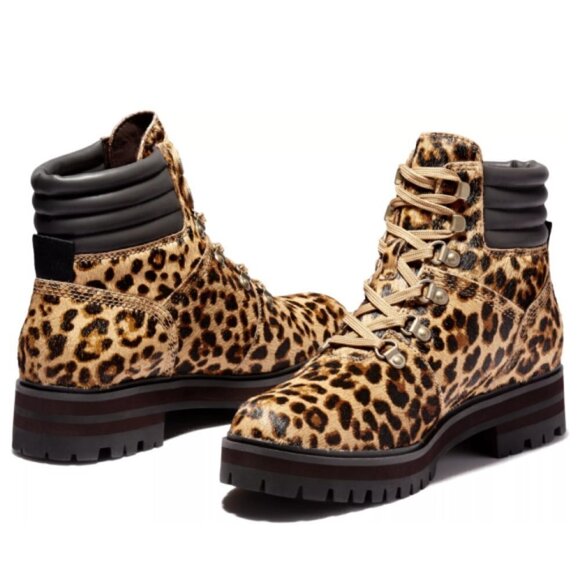Timberland London Square Calf Hair Cheetah Print Boot, Brown Multi - Picture 1 of 3